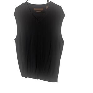 Perry Ellis Men's Size Large 100% Pima Cotton Black Sweater Vest